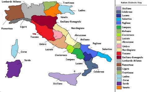 Map of Italian Languages and dialects