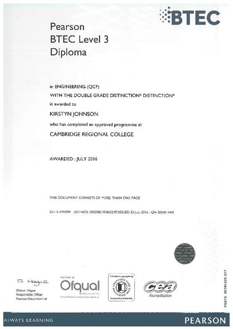 BTEC Level 3 Mechanical Engineering Certificate