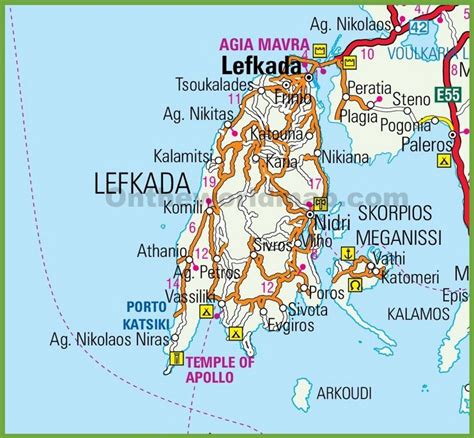 Lefkada road map | Lefkada, Map, Ionian islands