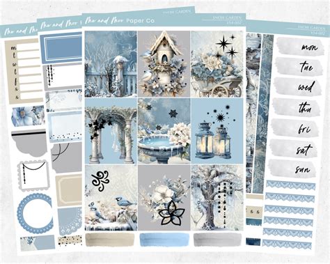 FOIL Planner Kit Snow Garden Weekly Planner Stickers Vertical Planner Kit SILVER Foil - Etsy