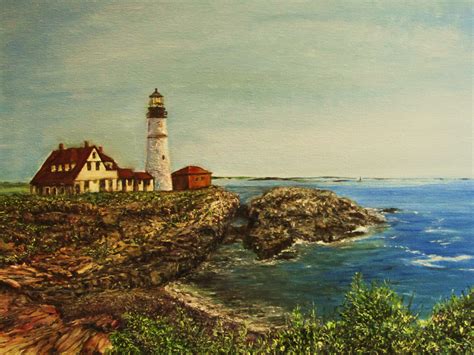 Oil Painting on canvas of Portland Head Lighthouse of Maine www.timelessartist.com | Artwork ...