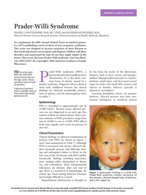 Prader Willi Syndrome AAFP | Medical Genetics | Genetics