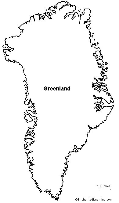 Outline Map of Greenland - EnchantedLearning.com