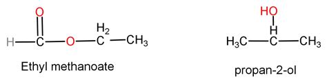 How is ethyl methanoate converted into propan-2-ol?