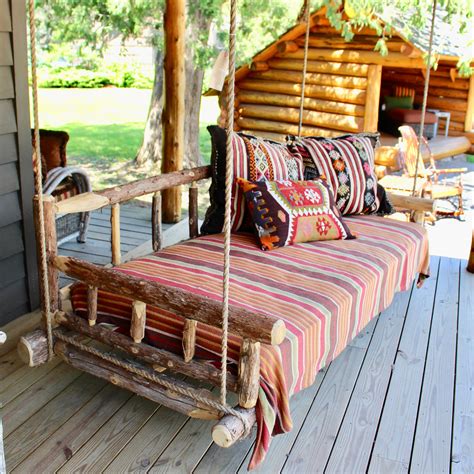 Great Camp Porch Swing Bed | Adirondack Rustic Swing Bed – Dartbrook ...