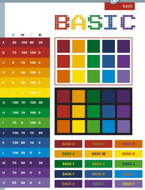 Basic color schemes, color combinations, color palettes for print (CMYK ...