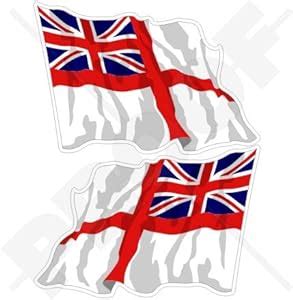 Amazon.com: BRITISH ROYAL NAVY Waving Flag Naval White Ensign UK 4,7" (120mm) Vinyl Bumper ...