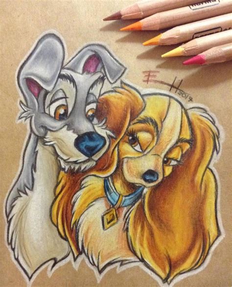 Lady and the Tramp drawing, Disney by Erikahornart on DeviantArt | Disney character drawings ...