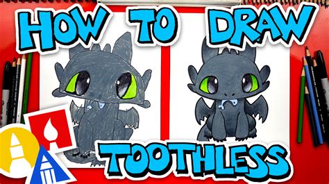 How To Draw Toothless From How To Train Your Dragon (Night Fury) - Art For Kids Hub