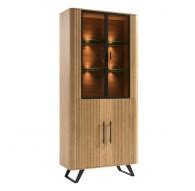 Santos I Oak - Tall 4 Door Glass Cabinet SA1-W2 - J&B Furniture