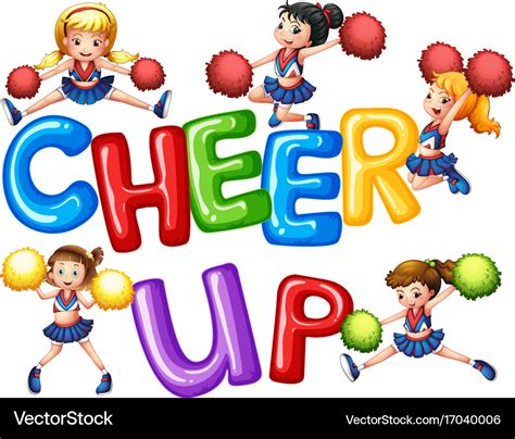 Cheerleaders and word cheer up Royalty Free Vector Image