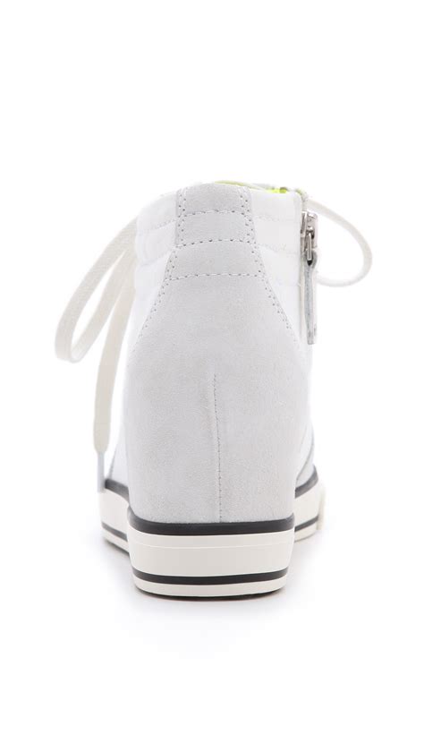 Lyst - Dkny Cindy Canvas Wedge Sneakers in White