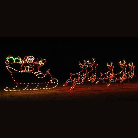 Animated LED Santa Sleigh & 5 Reindeer Display - 30' W