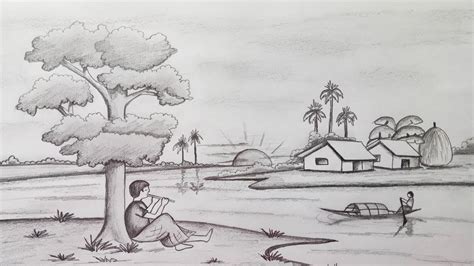 How to draw Scenery / Landscape by pencil sketch.Step by step (easy draw) | Social Useful Stuff ...