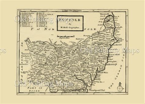 Antique County Map of Suffolk circa 1732