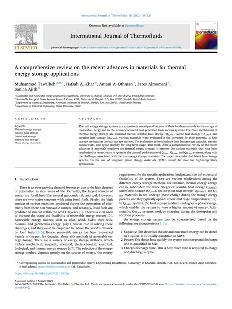 (PDF) A comprehensive review on the recent advances in materials for thermal energy storage ...