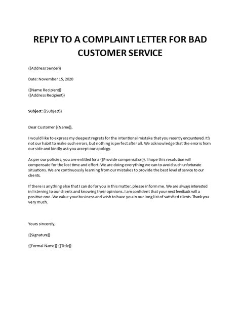 Apologize letter to customer for bad service