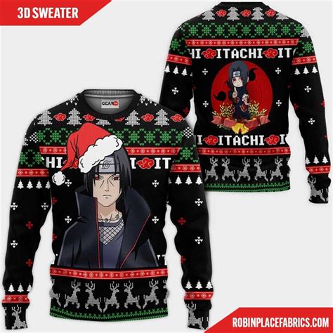 Santa Itachi Ugly Christmas Sweater Custom Naruto Anime Xmas Gifts - RobinPlaceFabrics