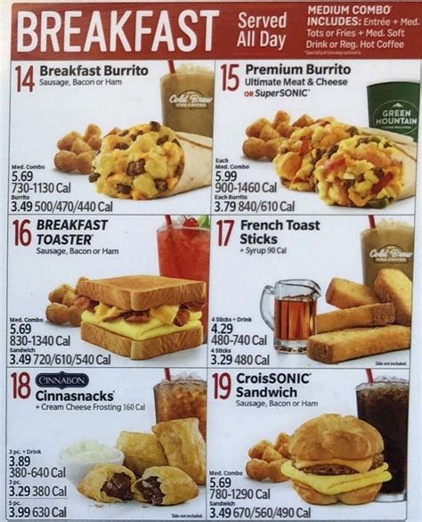 Sonic Breakfast Menu, Hours, and Prices in 2024