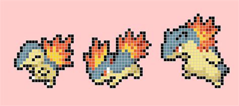 Cyndaquil / Quilava / Typhlosion Sprite Hama Beads | Pokemon sprites pixel art, Pokemon cross ...