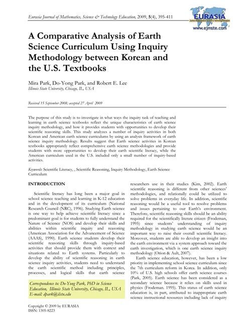 (PDF) A Comparative Analysis of Earth Science Curriculum Using Inquiry ...