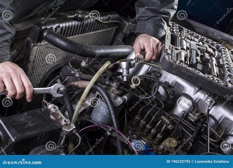 Car Engine Repair. Diesel Engine Services Stock Image - Image of gear ...