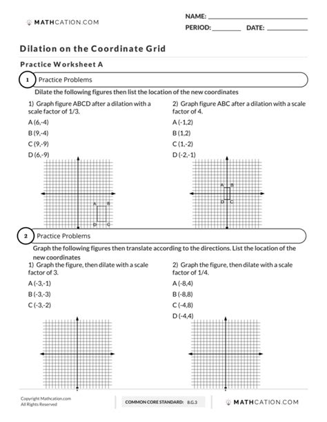 Dilation Worksheet, Formula, And Definition