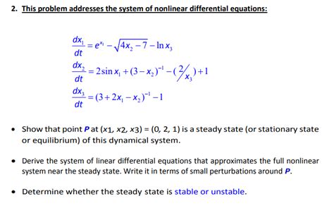 Solved 2. This problem addresses the system of nonlinear | Chegg.com