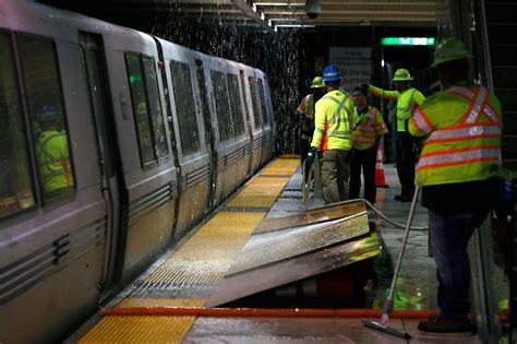 Floodwater shuts down Muni station, rains down on BART