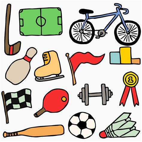 Colored sports icons. Doodle vector with sport icons on white ...