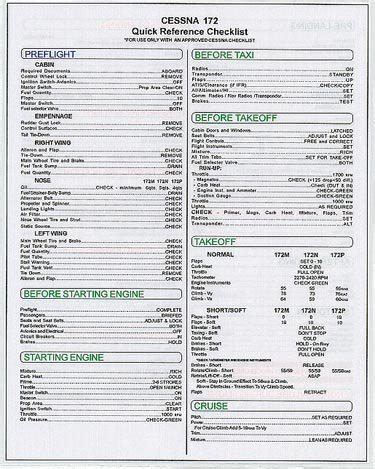 Emergency checklist cessna 172