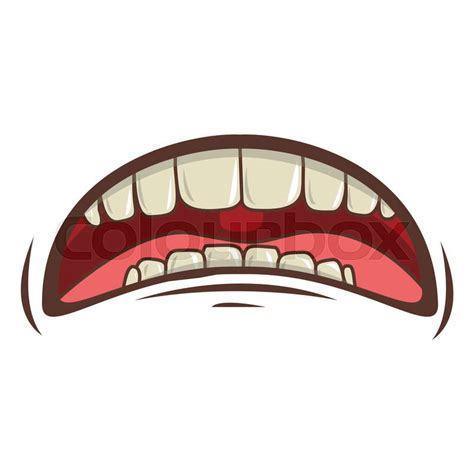 Cartoon mouth with teeths with sad expression over white background. vector illustration | Stock ...