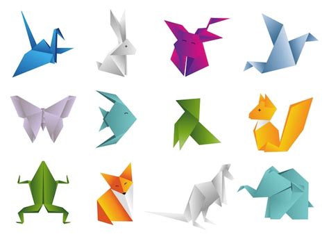 Origami animals set | Premium Vector