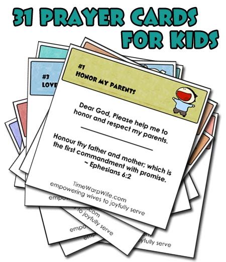 31 Prayer Cards for Kids - Free Printable - 24/7 Moms