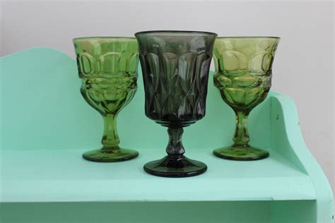 Vintage Green Drinking Glasses, Vintage Glassware, Mid Century Glasses ...