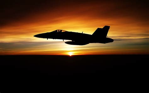 HD wallpaper: F18 Hornet Sunset, jet fighter, aircraft | Wallpaper Flare