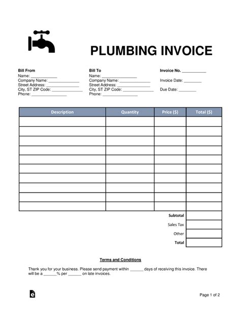 Plumbing Invoice Template