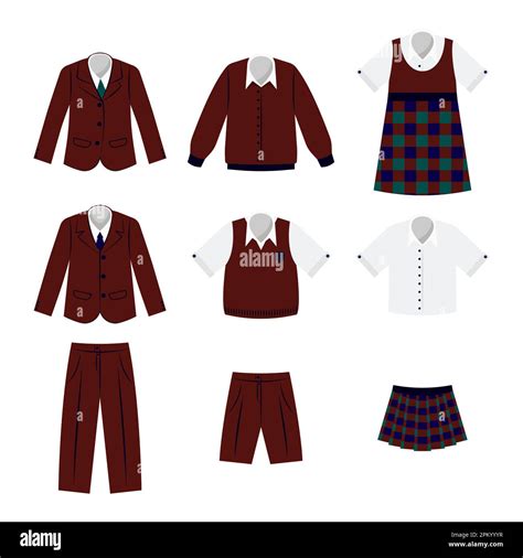 School uniform for boys and girls vector illustrations set Stock Vector ...