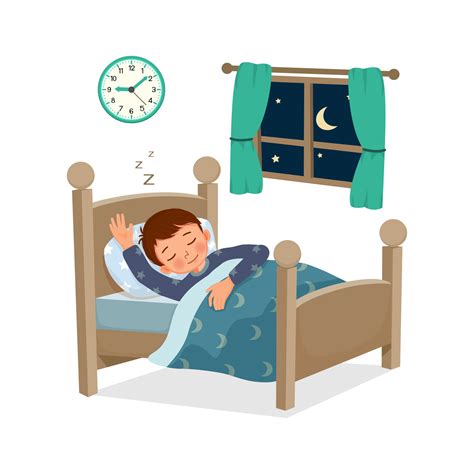 cute little child boy sleeping good night in bed at home 8197754 Vector Art at Vecteezy