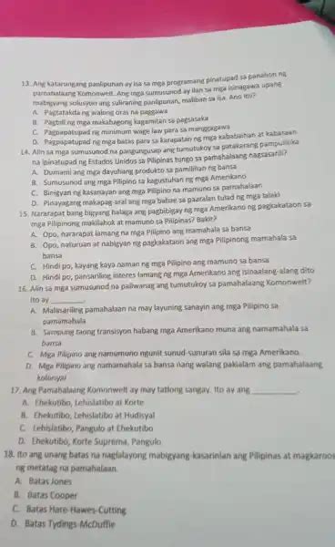 ang katarungang panlipunan ay isa sa mga programang pinatupad sa ...