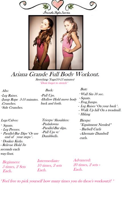 #ArianaGrande Full Body #Workout!! | Ariana grande diet, Fitness body, Celebrity workout