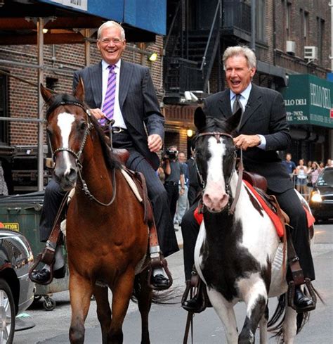 Harrison Ford riding a horse throught the streets of New York for Late ...