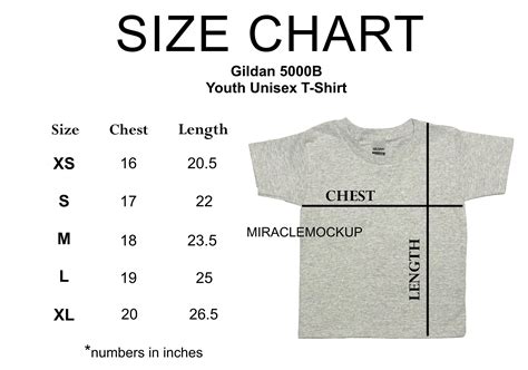 Gildan Youth Size Chart Age