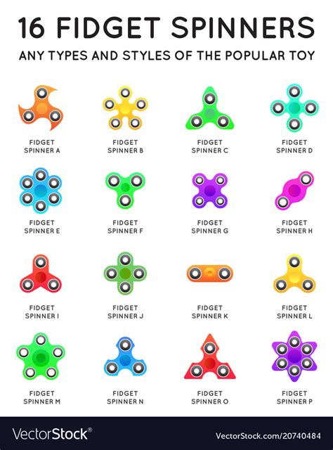 Fidget hand spinner toys flat icons Royalty Free Vector