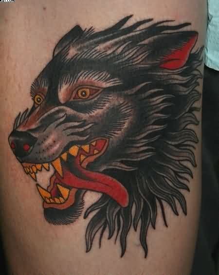 Old School Wolf Head Tattoo | Wolf tattoo traditional, Wolf tattoos, Werewolf tattoo