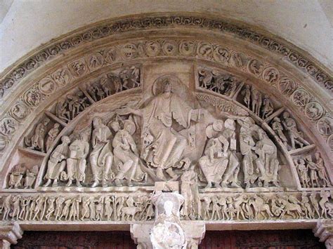 Romanesque art - The tympanum of Vézelay Abbey, Burgundy, France, 1130s, has much decorative ...