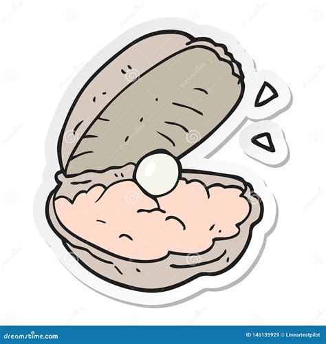 Sticker of a Cartoon Oyster with Pearl Stock Vector - Illustration of ...