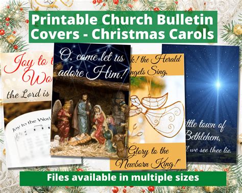 Printable Church Bulletin Covers Christmas Carols Multiple Sizes ...