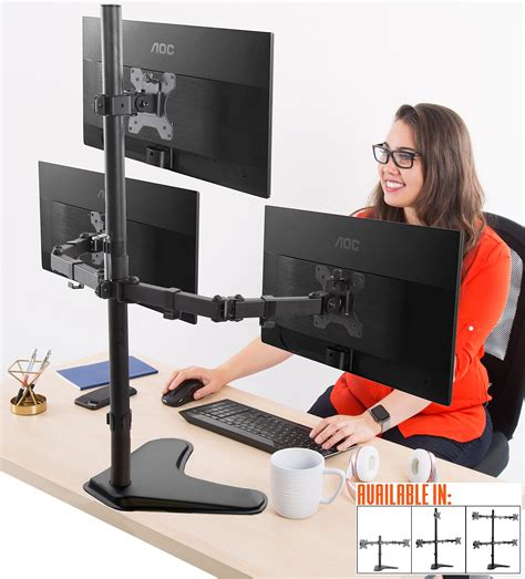 Stand Steady Freestanding 3 Monitor Mount Desk Stand | Height Adjustable Triple Monitor Stand ...