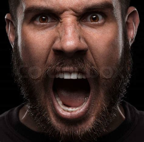 Close-up portrait of screaming and angry man | Stock Photo | Colourbox